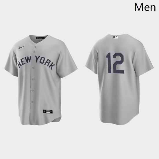 Men New York Yankees 12 Rougned Odor Men Nike Gray 2021 Field of Dreams Game MLB Jersey
